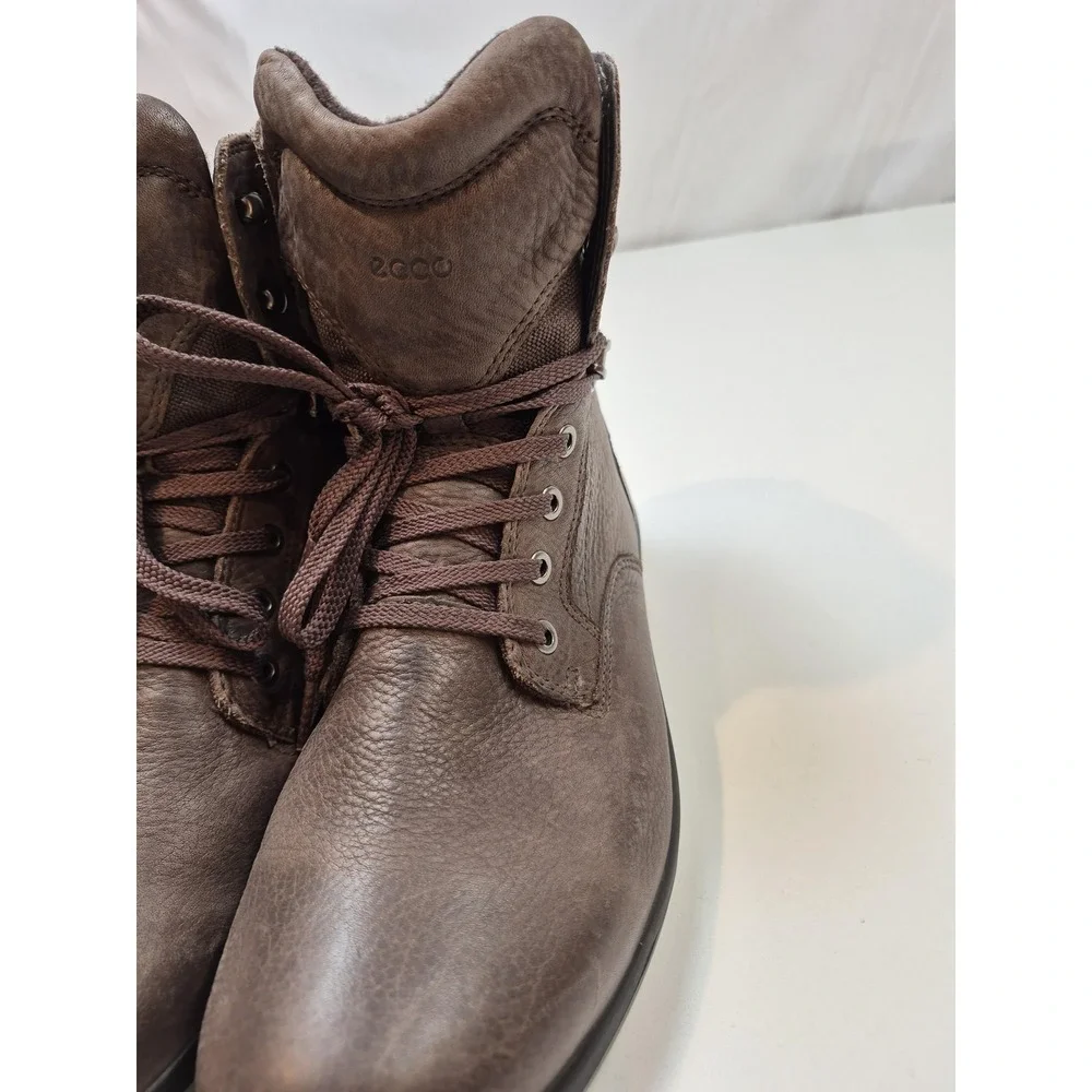 ECCO Boots Mens Size 8.5 Brown Leather Gore Tex Waterproof Ankle Winter Snow